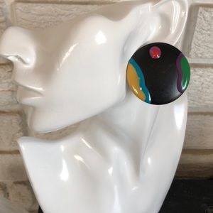 80s colour block enamel earrings